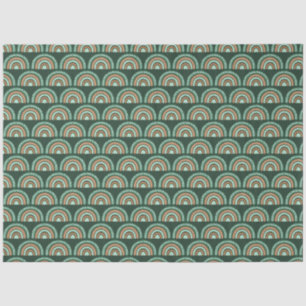 Papel De Seda Boho Arcoíris Verde y Marrón