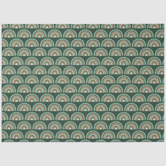 Papel De Seda Boho Arcoíris Verde y Marrón (Anverso)