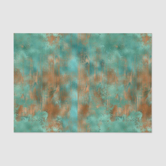 Papel De Seda Boho Blue Verde azulada Copper Patina (Anverso)