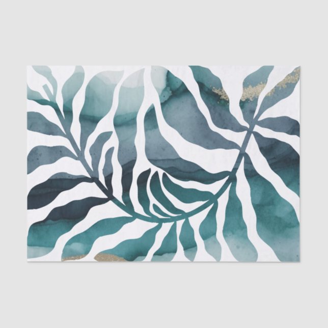 Papel De Seda Boho Botanical Kelp Monogram Watercolor Matisse (Anverso)