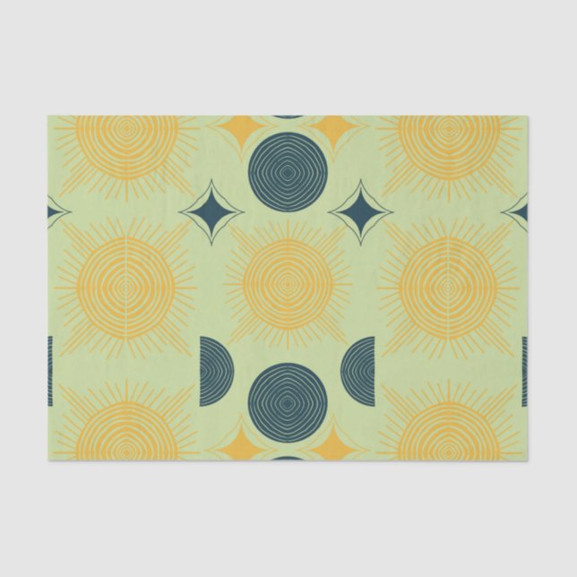 Papel De Seda Boho Celestial Sun Moon Mint (Anverso)
