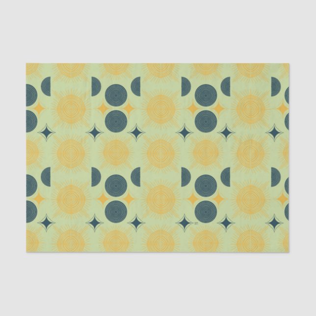 Papel De Seda Boho Celestial Sun Moon Mint (Anverso)