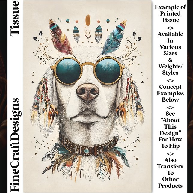 Papel De Seda Boho Chic Caprichoso Labrador Perro CK8 Decoupage (Subido por el creador)