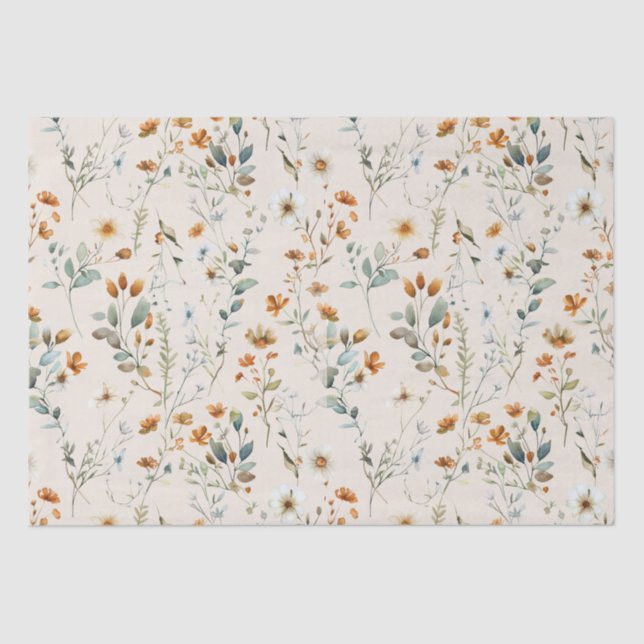 Papel De Seda Boho de flores silvestres acuáticas (Anverso)