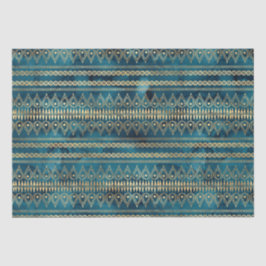 Papel De Seda Boho de oro azul verde azulado