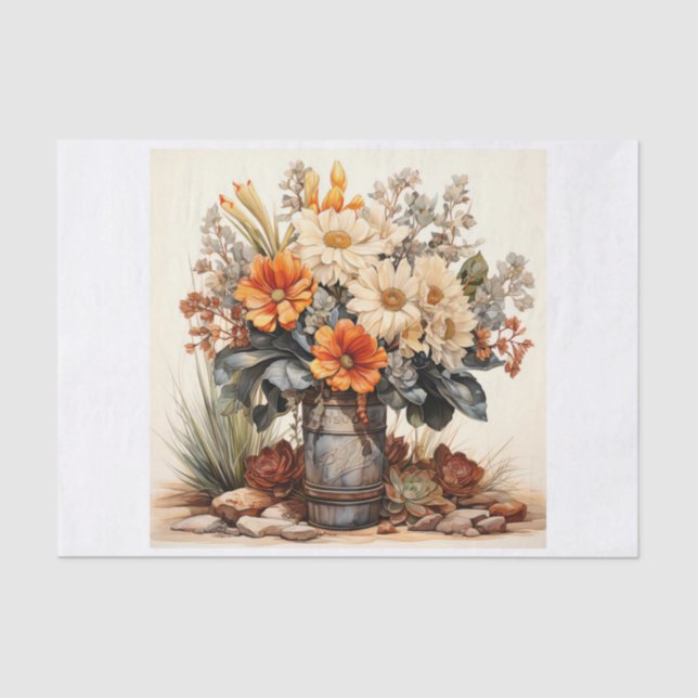 Papel De Seda Boho Desert Floral Bouquet Art para decorar (Anverso)