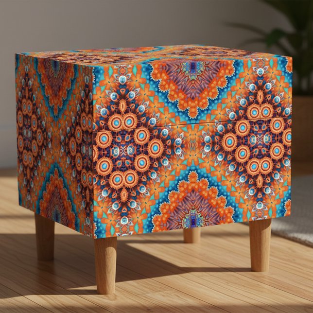 Papel De Seda Boho Ecléctico Kaleidoscópico Hip Ochre Verde azul (Subido por el creador)