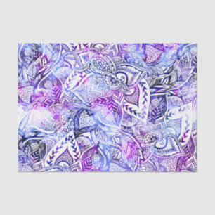 Papel De Seda Boho floral de mano morado azul moderno
