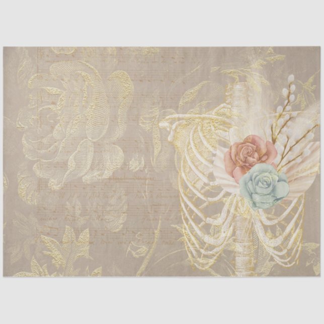 Papel De Seda Boho Floral Ephemera serie de diseño #11 (Anverso)