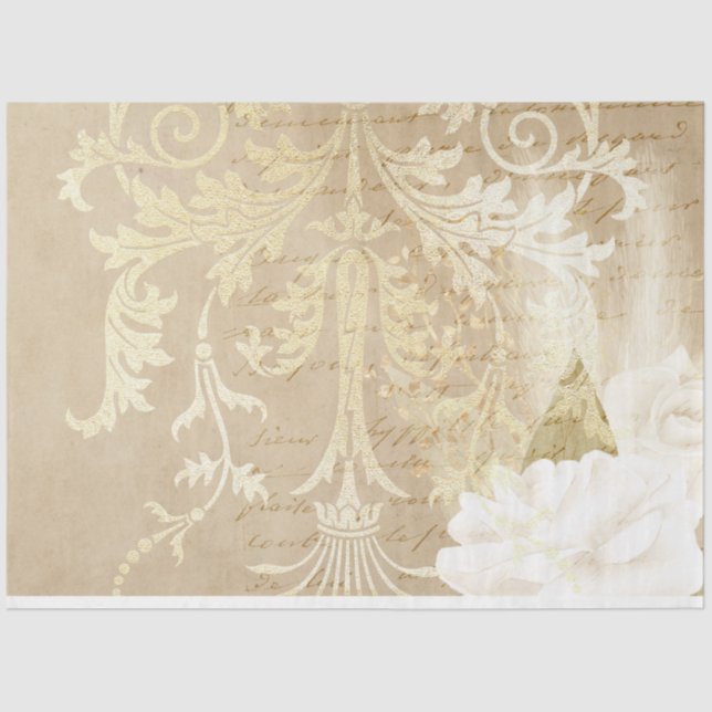 Papel De Seda Boho Floral Ephemera serie de diseño #12 (Anverso)