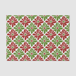 Papel De Seda Boho Funky Poinsettia Navidades florales Red Green