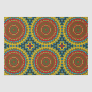 Papel De Seda Boho Hippie Rojo Amarillo Azul Vintage Tíbal Étnic