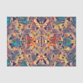 Papel De Seda Boho Hippie Tribal Patrón Morado Amarillo Azul