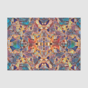 Papel De Seda Boho Hippie Tribal Patrón Morado Amarillo Azul