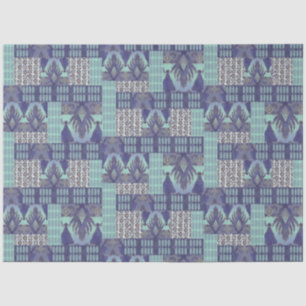Papel De Seda BOHO IKAT Vintage Rug Tribal Nave Blue Decoupage