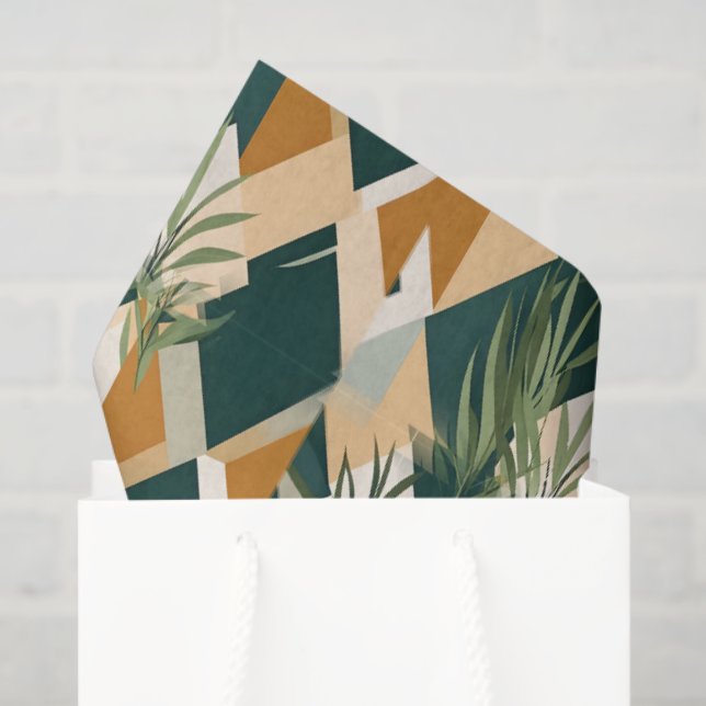 Papel De Seda Boho Leaves and Geometric Shapes (Bolsa de regalo)