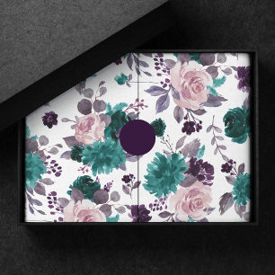 Papel De Seda Boho Malhumorado   Patrón de Rosa Berenjena Púrpur