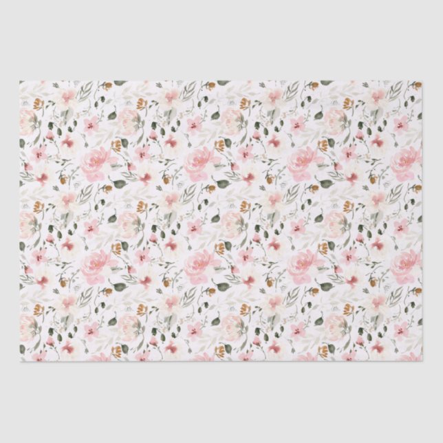 Papel De Seda Boho moderno floral acuarela (Anverso)