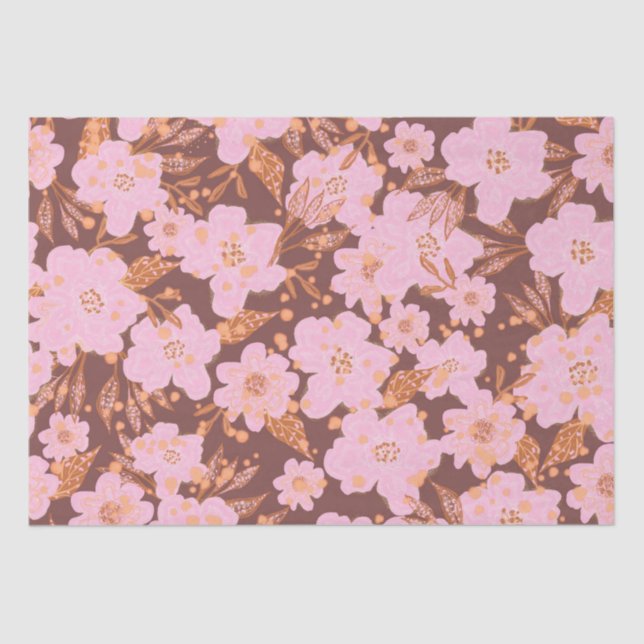 Papel De Seda Boho Naranja Rust All Occasion Floral (Anverso)