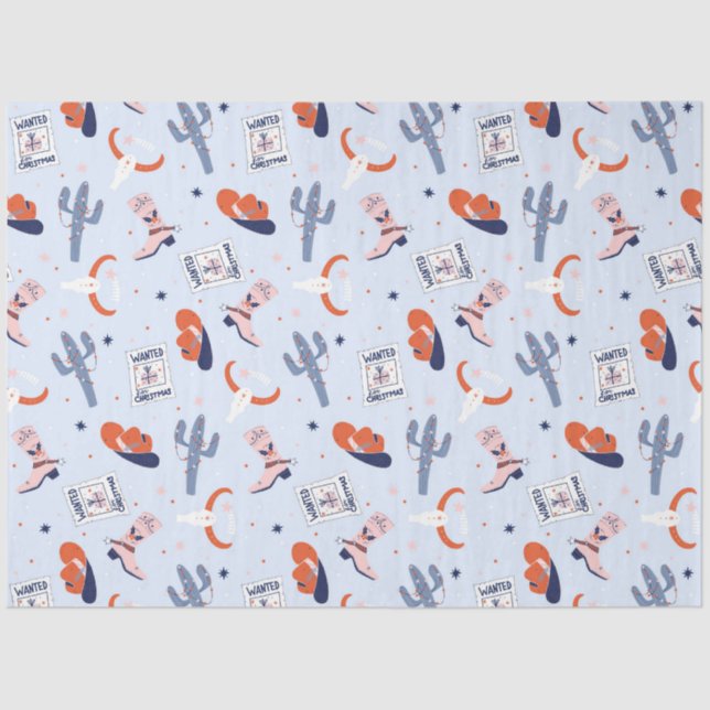 Papel De Seda Boho Navidades occidentales - Azul (Anverso)