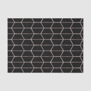 Papel De Seda Boho Negro Hexágono Rosa Dorado Geométrico Glam Fi