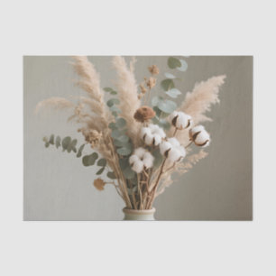 Papel De Seda Boho Pampas Algodón Eucalipto Floral Neutral