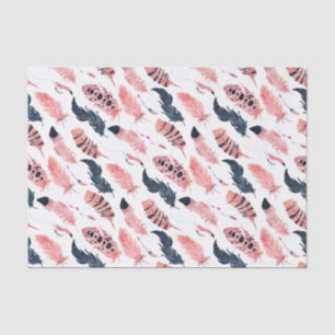 Papel De Seda Boho Pink Feathers