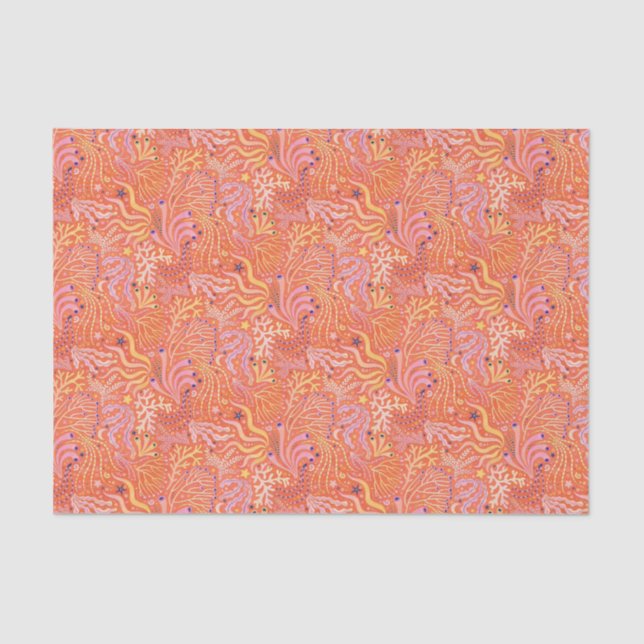 Papel De Seda Boho Playero Hierba de Mar Naranja (Anverso)