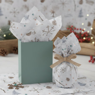 Papel De Seda Boho Ramitas y Piñas de Navidad ID986