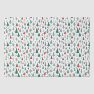 Papel De Seda Boho Red Green Christmas Trees Holiday