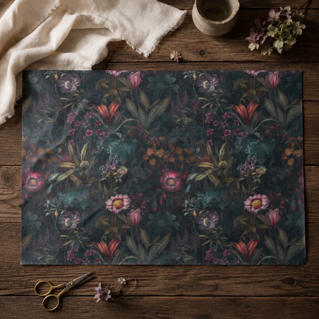 Papel De Seda Boho Romántico Decoupage Floral Rosa y Verde (Subido por el creador)