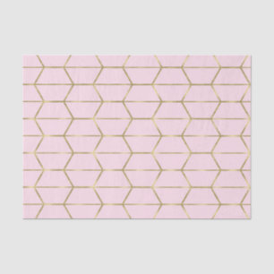 Papel De Seda Boho Rosa Hexágono Dorado Geométrico Glam Dulces 1
