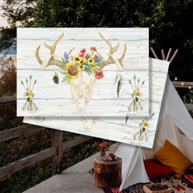 Papel De Seda BOHO Sunflower Deer Skull Floral Floral Flechas De (Subido por el creador)