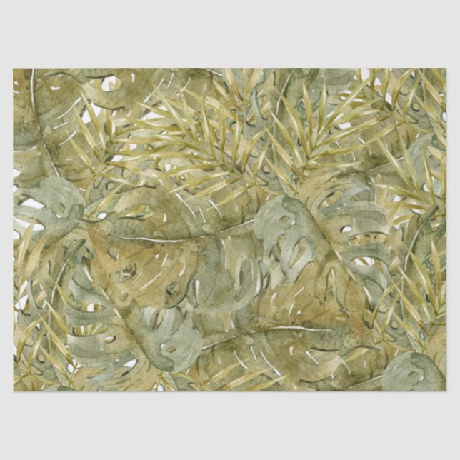 Papel De Seda Boho Tropical Moderno Hojas Palma Seca (Anverso)