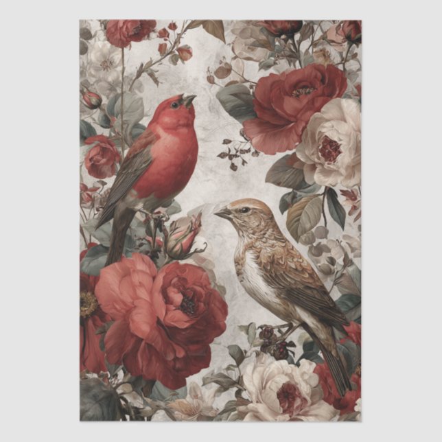 Papel De Seda Boho Vintage Birds & Florals (Anverso)