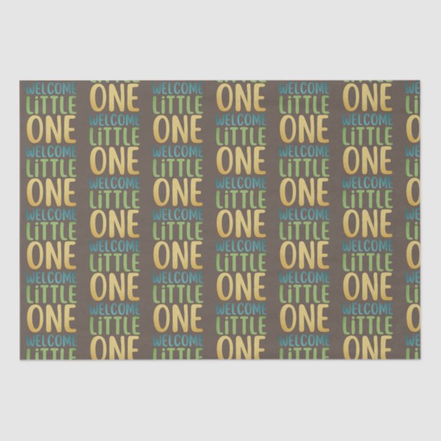 Papel De Seda Boho "Welcome Little One" Baby Shower (Anverso)