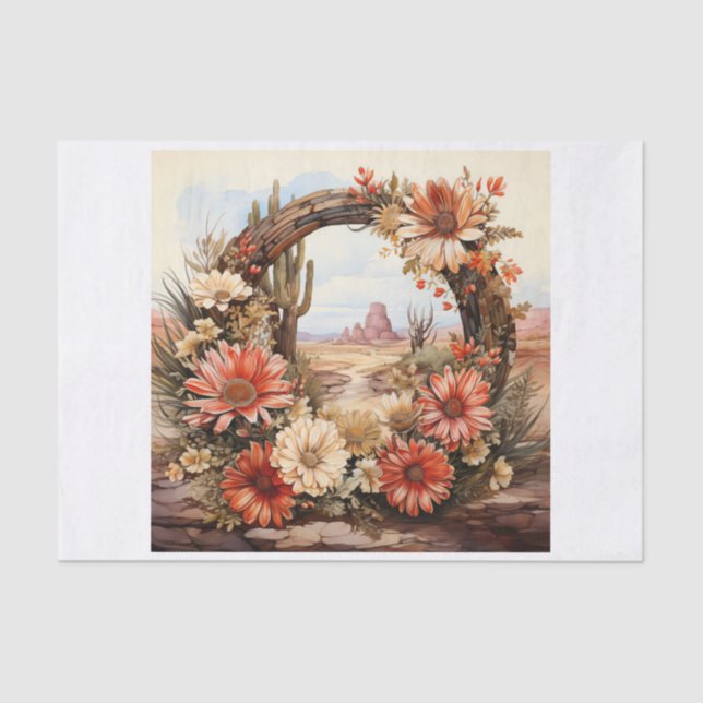 Papel De Seda Boho Western Floral Wreath Bouquet para la Desnuda (Anverso)