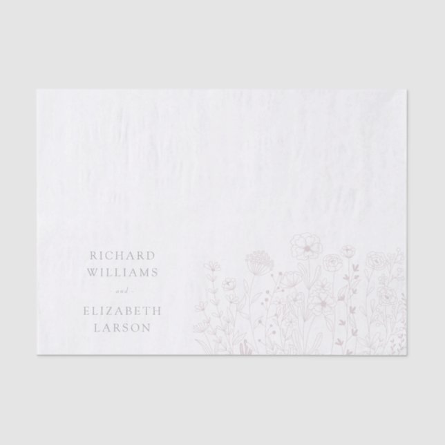 Papel De Seda Boho Wildflower Boda de acuarela moderna (Anverso)