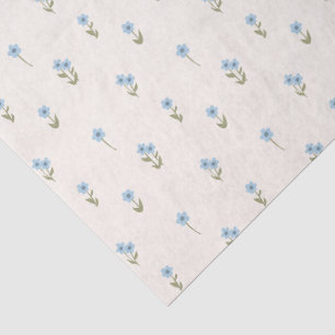 Papel De Seda Boho Wildflowers Ditsy Floral Cottagecore Azul