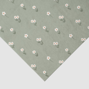Papel De Seda Boho Wildflowers Ditsy Floral Cottagecore Verde