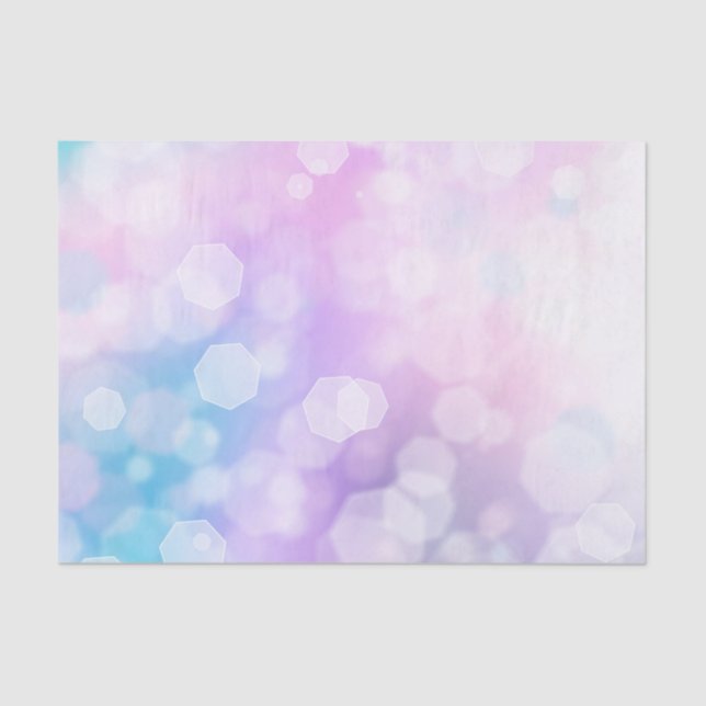 Papel De Seda Bokeh con esparkling azul y morado glamoroso (Anverso)