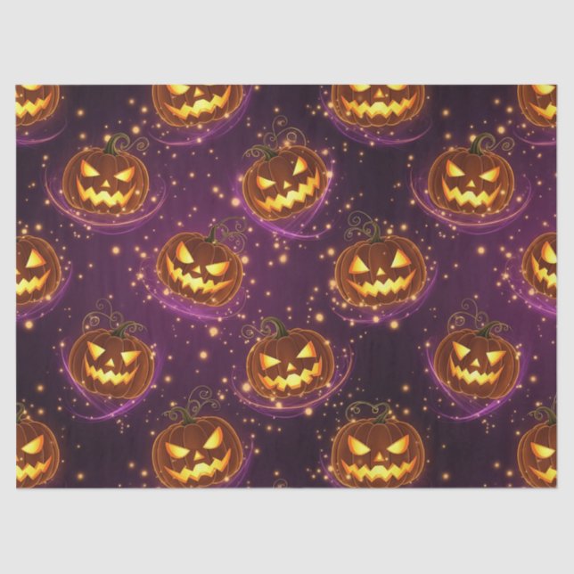 Papel De Seda Bokeh Halloween | Glowing Jack-O’ Lantern (2) (Anverso)