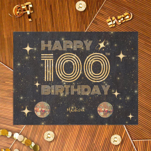 Papel De Seda Bola de Disco Bailando Oro Negro 100º Cumpleaños F (Subido por el creador)