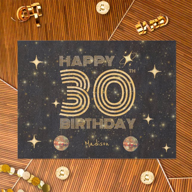 Papel De Seda Bola de Disco Bailando Oro Negro Cumpleaños 30 (Subido por el creador)