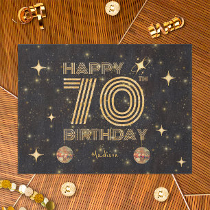 Papel De Seda Bola de Disco Bailando Oro Negro Cumpleaños 70
