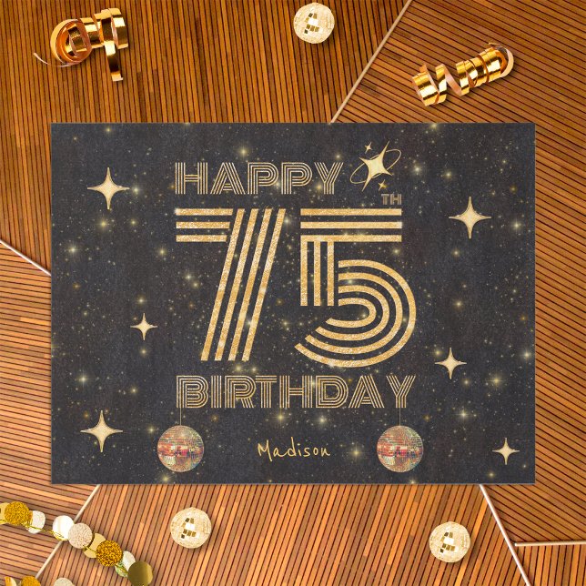 Papel De Seda Bola de Disco Bailando Oro Negro Cumpleaños 75 (Subido por el creador)