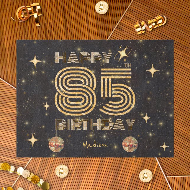 Papel De Seda Bola de Disco Bailando Oro Negro Cumpleaños 85 (Subido por el creador)