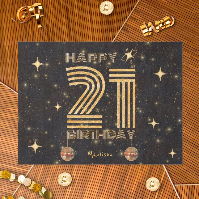 Papel De Seda Bola de Disco Bailando Oro Negro Cumpleaños Feliz  (Subido por el creador)