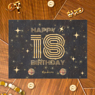 Papel De Seda Bola de Disco Bailando Oro Negro Cumpleaños Feliz 