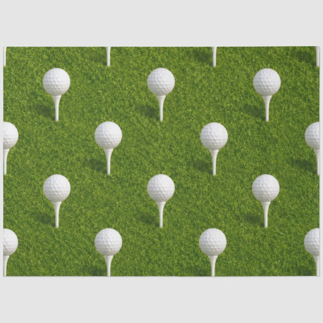 Papel De Seda Bola de golf sobre fondo de hierba verde (Anverso)